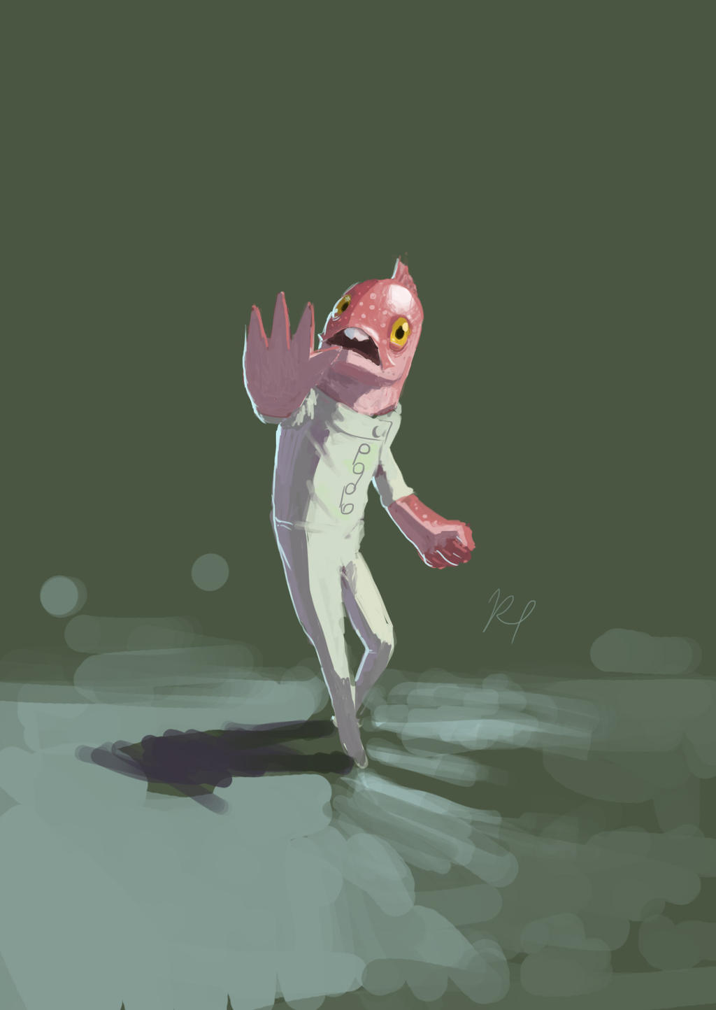 fishman scared by DapperDogDraws on DeviantArt