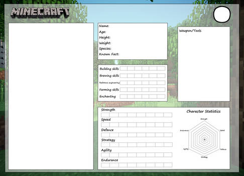 Minecraft reference sheet template