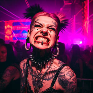 Pierced punk/goth chick at rave #64