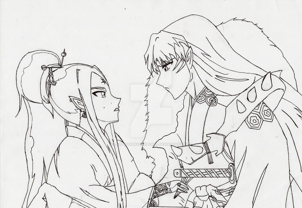 [InuYasha] Sesshomaru and Ocho Lineart :3