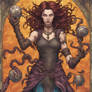 A tarot card of a woman with six arms as she is th