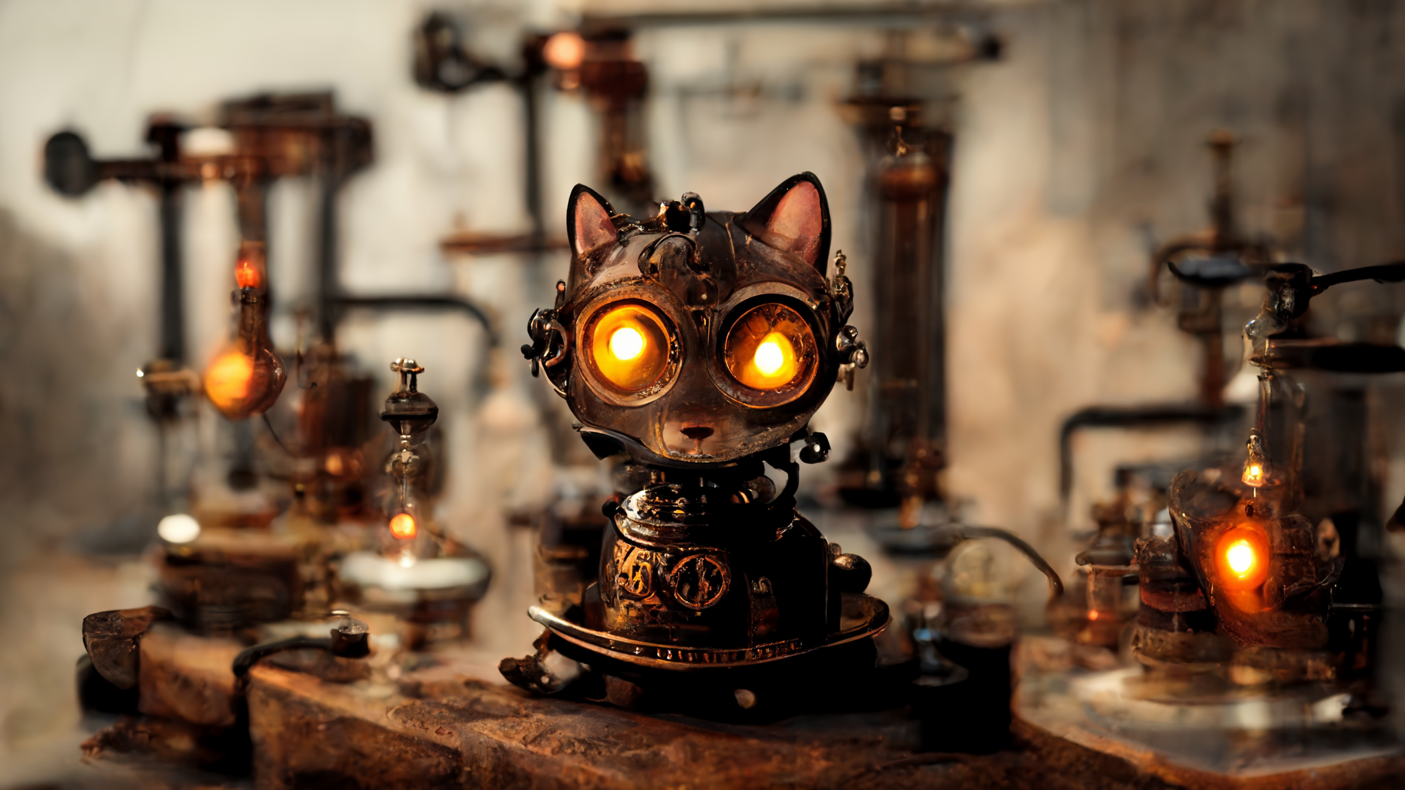 Duanearmix007 Steampunk Cat Nixie Tube Gas Valves