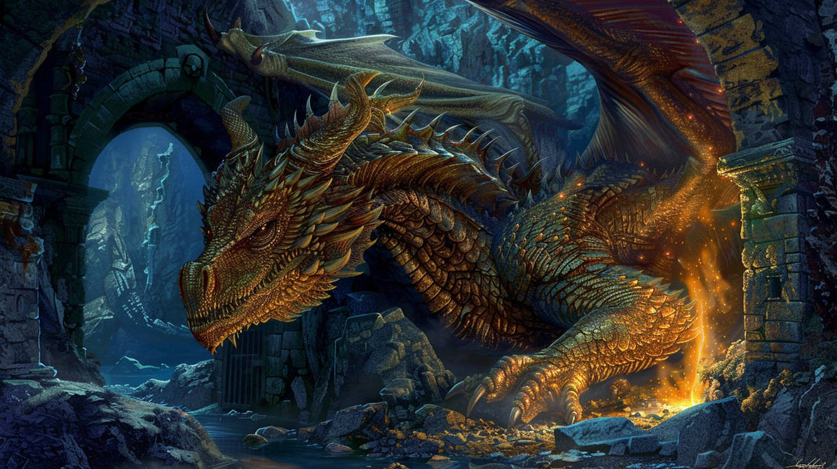 Dragon Setting Dragon Lair by InkImagine on DeviantArt