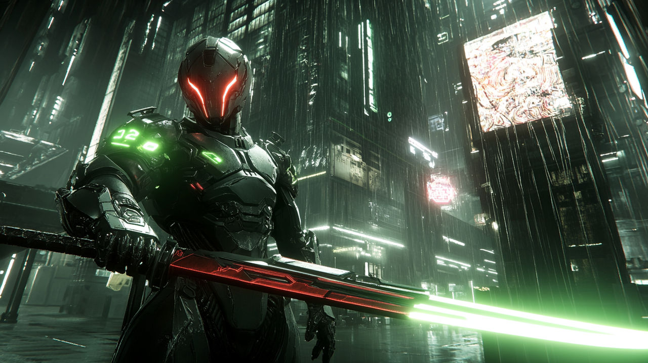 Techno-Samurai: Blade of the Future by InkImagine on DeviantArt