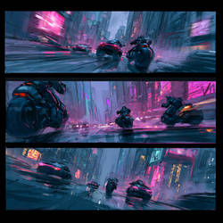 Pursuit Through the Neon Rain
