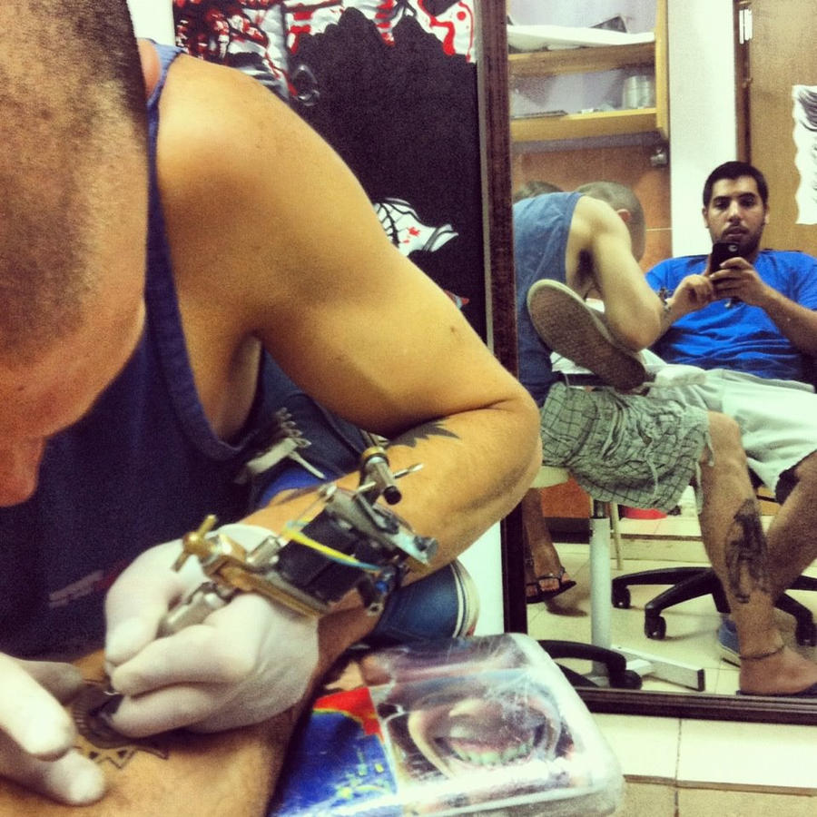 me tattooing a friend