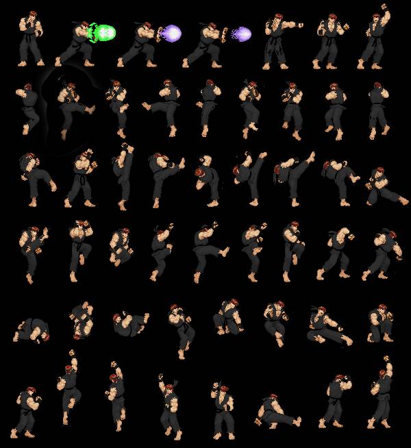 Ryu Dark Outfit Sprite Sheet by SaronGi on DeviantArt