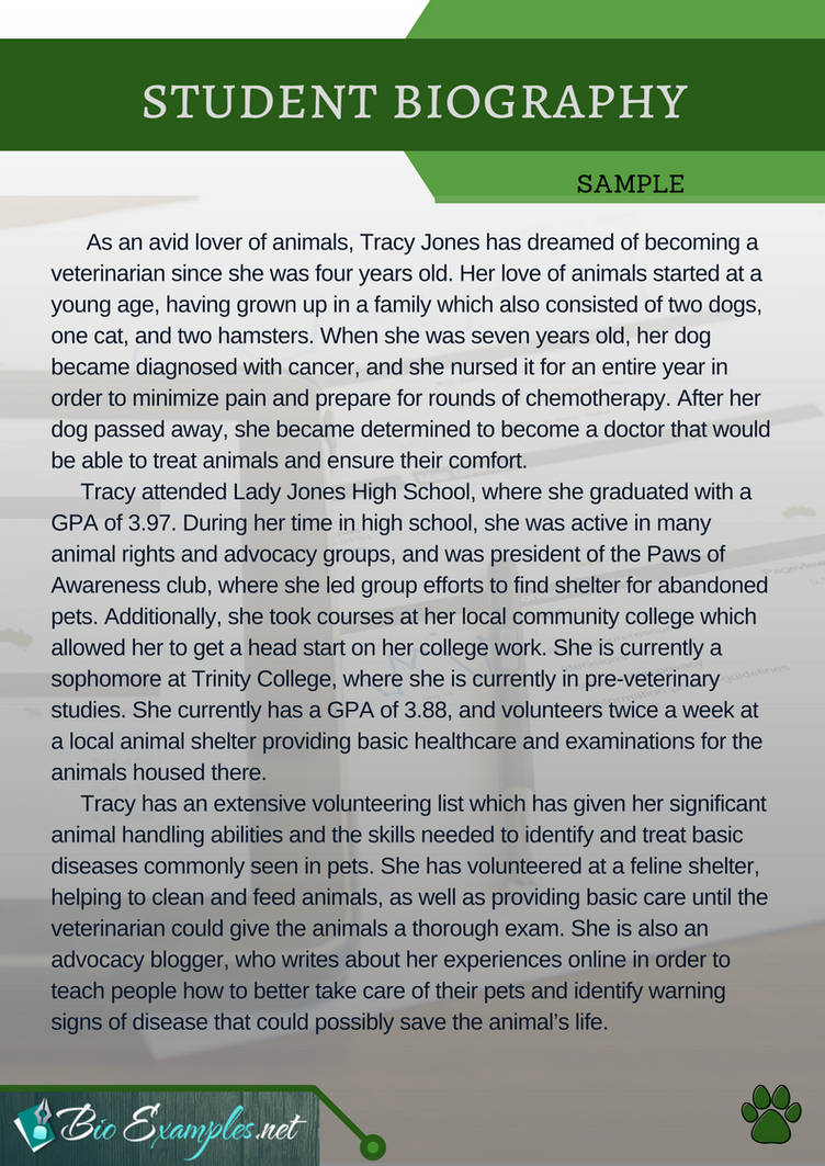 Student Biography Example by BiographySamples on DeviantArt Student Biography Example by BiographySamples on DeviantArt