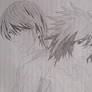 Drawing of Light Yagami and L Lawliet