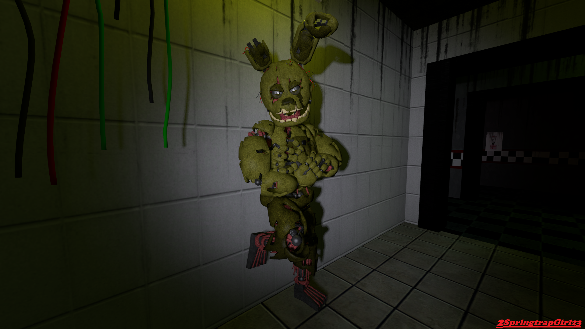 Springtrap leans against the wall by 2SpringtrapGirl23 on DeviantArt