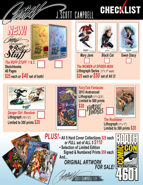 J. Scott Campbell SDCC 2012 CHECKLIST