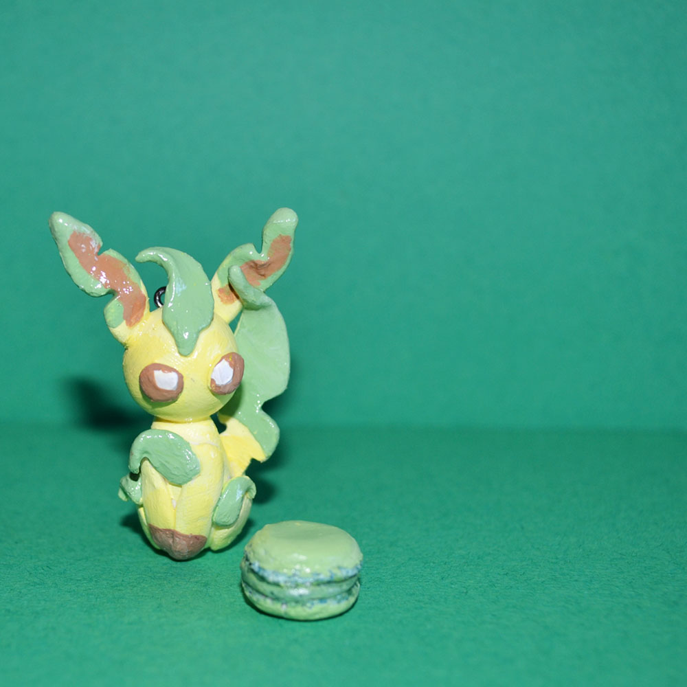 Leafeon and a macaron