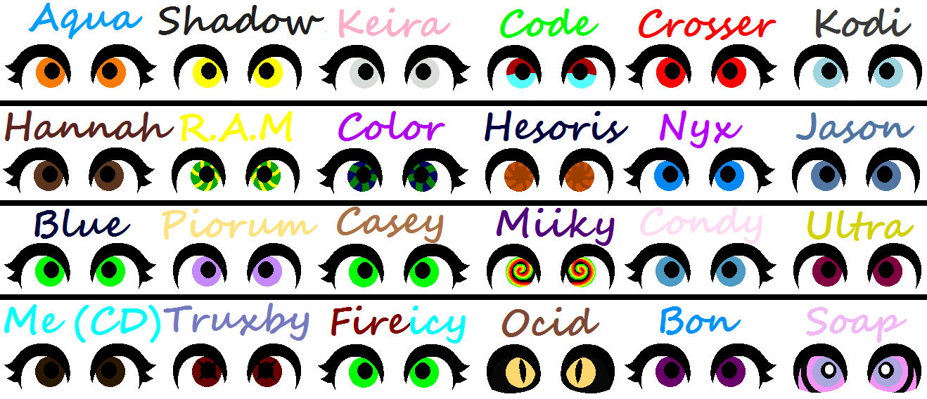 Oc Eye Types All of my OC's eyes by SansTheJokester1 on DeviantArt