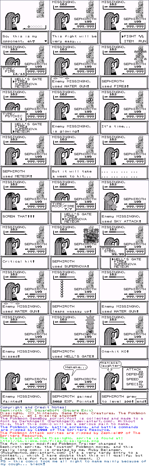 Sephiroth VS. MissingNo. 8-bit by RubyMewtwo
