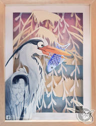 Heron papercut by Luna2330