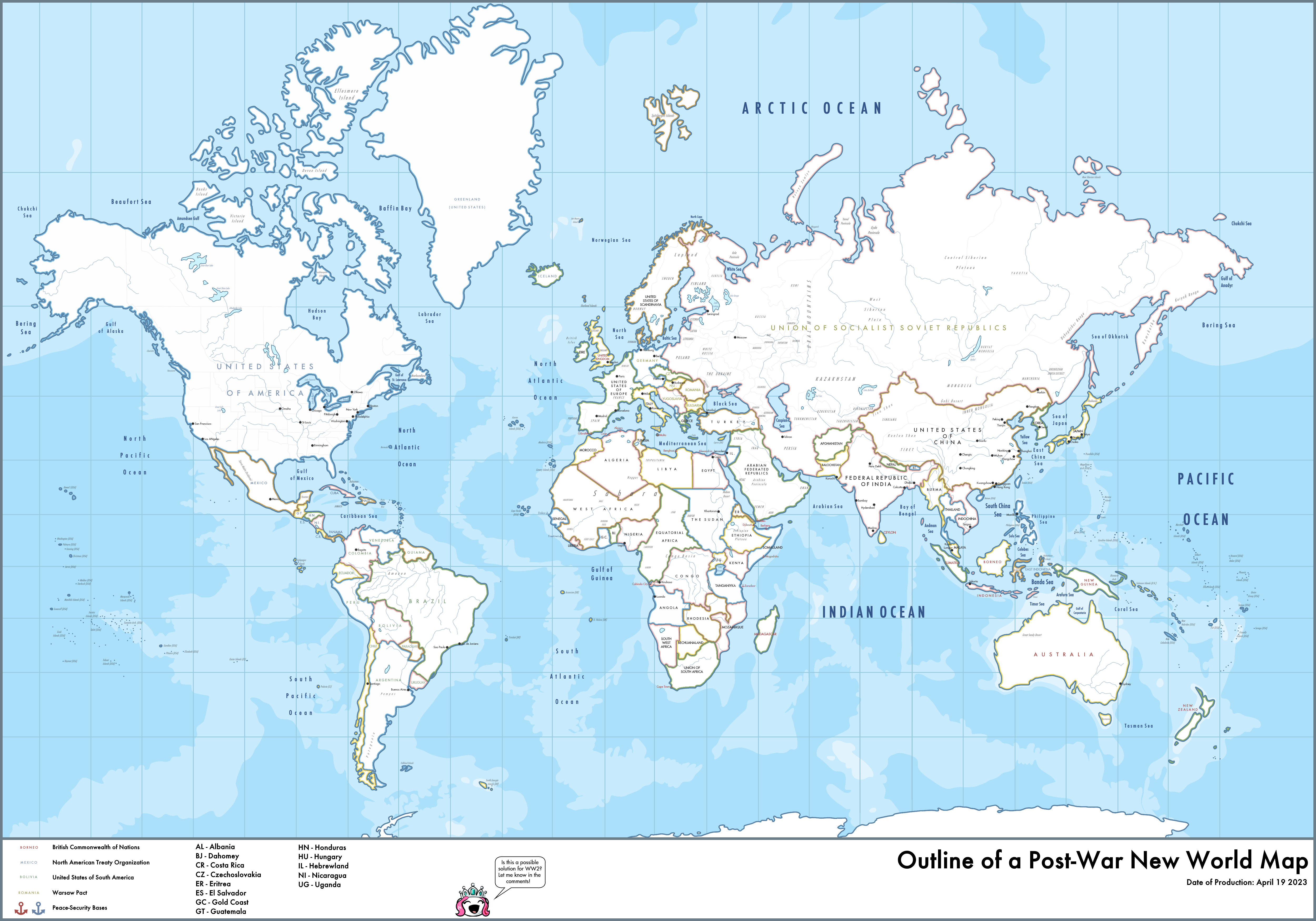 Outline of the Post-War New World Map - Alternate Timelines Group