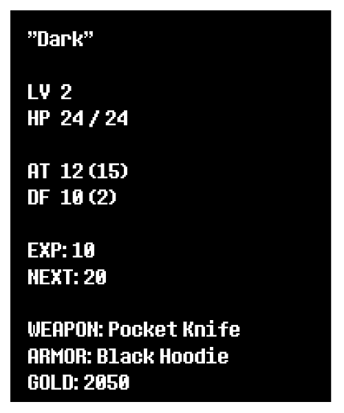Undertale Status Dark's Undertale Stats by GoldenFlareMLP on DeviantArt