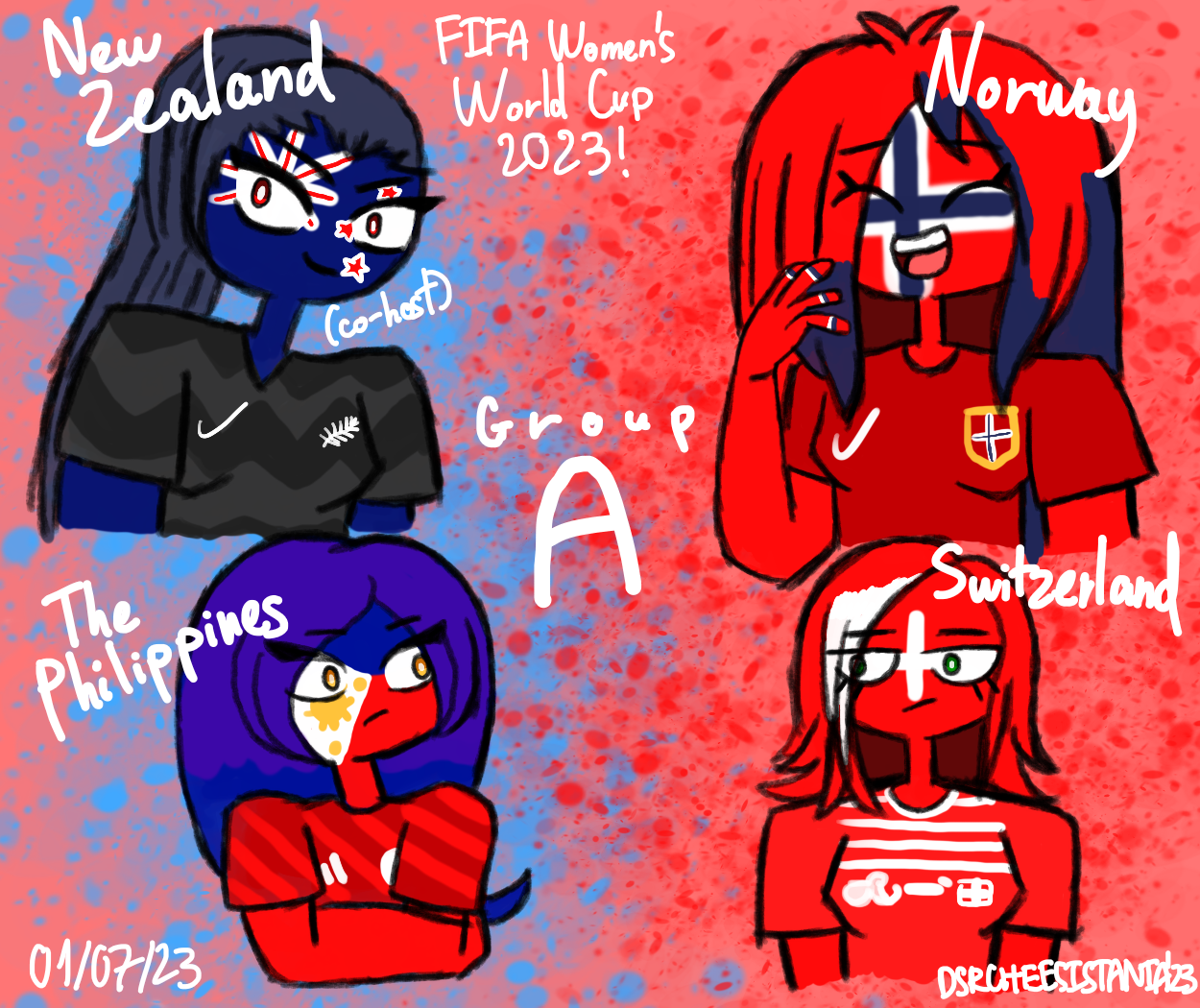 FIFA WWC 2023 as Countryhumans - Group A by CheeseBallAnimations on  DeviantArt