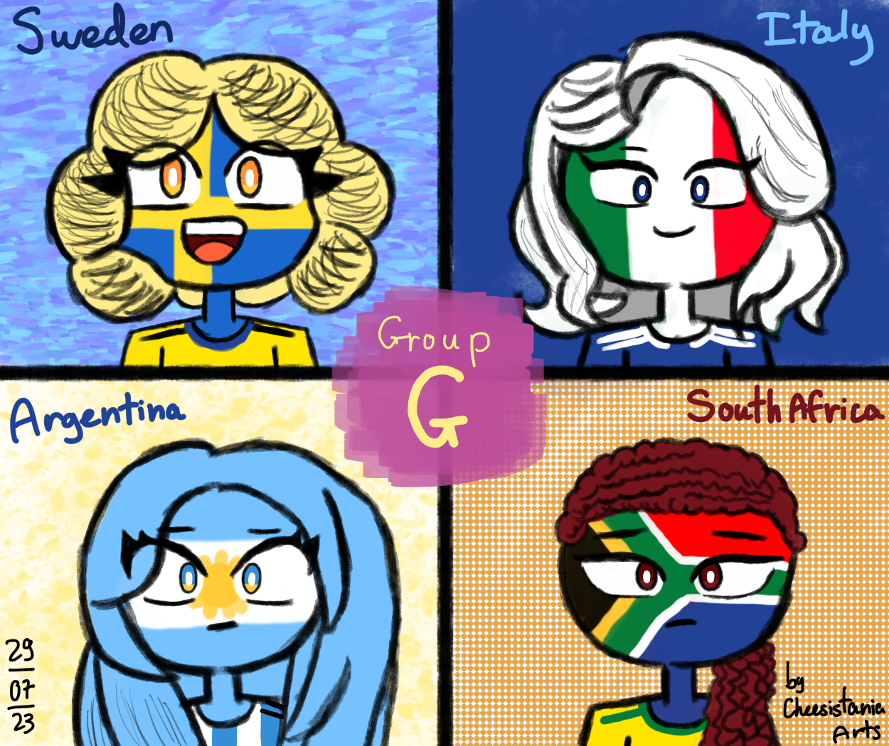 FIFA WWC 2023 as Countryhumans - Group G by CheeseBallAnimations on  DeviantArt