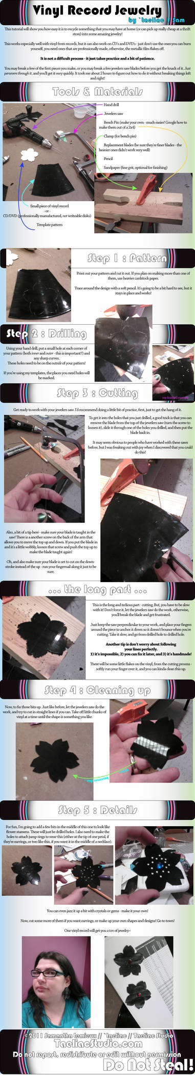 Tutorial: Vinyl Record Jewelry by taeliac