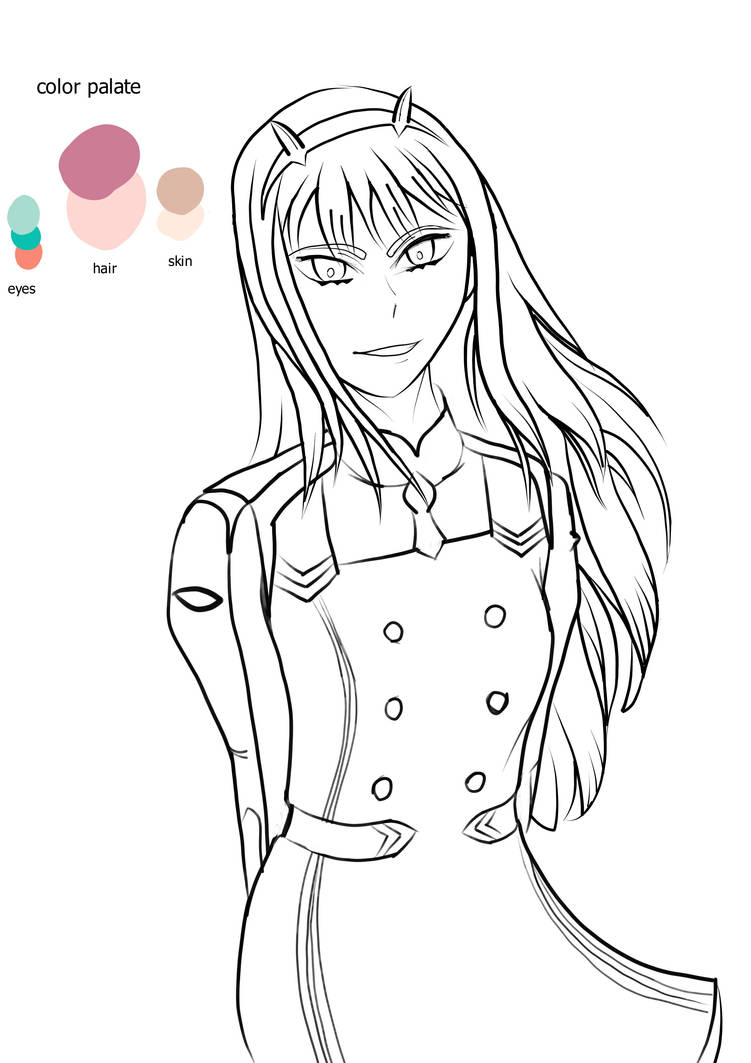 Zero-two Lineart Work in progress by DigitalArtNeophyte on DeviantArt