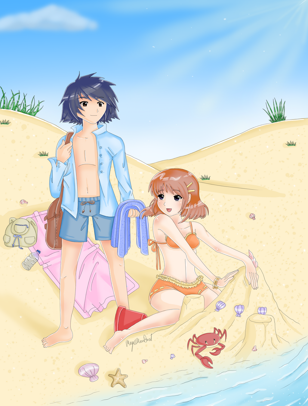 Boy and girl at the beach