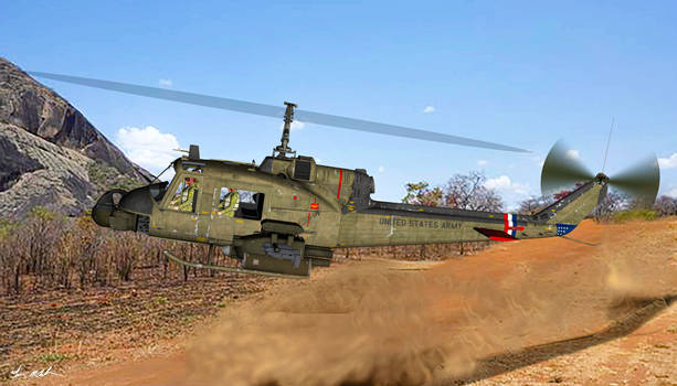 Bell UH-1C Landing in SE Asia - Art