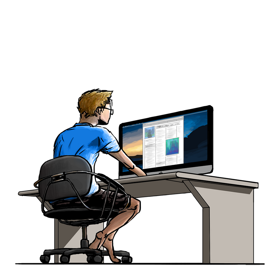 Computer Guy Turning A guy working on his computer (colored edition) by Retronator on DeviantArt