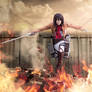 Mikasa Ackerman from Attack on Titan cosplay Fire