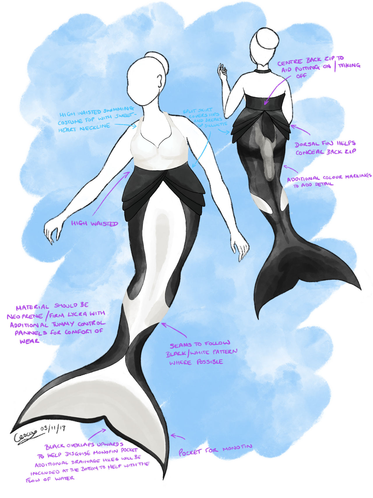 Orca Mermaid tail design by WeatherEAFWS on DeviantArt