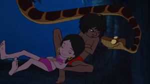 Shanti sleeping with Mowgli