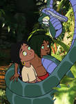 Mowgli and Shanti in Kaa's coils 3