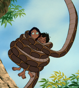 Mowgli and Shanti sleeping in Kaa's coils 2