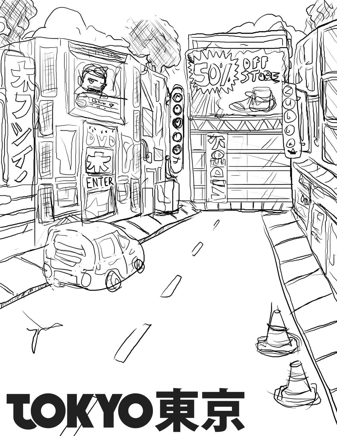 Tokyo Japan City Drawing / Sketch by ver2ion on DeviantArt