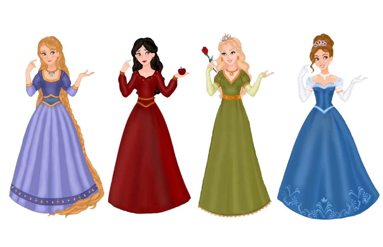 Rapunzel, Snow White, Briar Rose, and Cinderella by thetrendyartist on ...