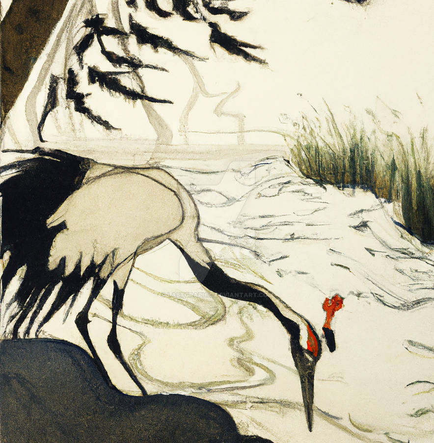 Japanese art Ukiyo-e Red Crowned Crane painting by LastGraphic on ...