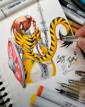 Tyla Amazon Tigress- Battle Ready- Copics n Prisma