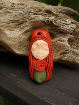 Green Stone Goddess Pendant Enchanted Faerie