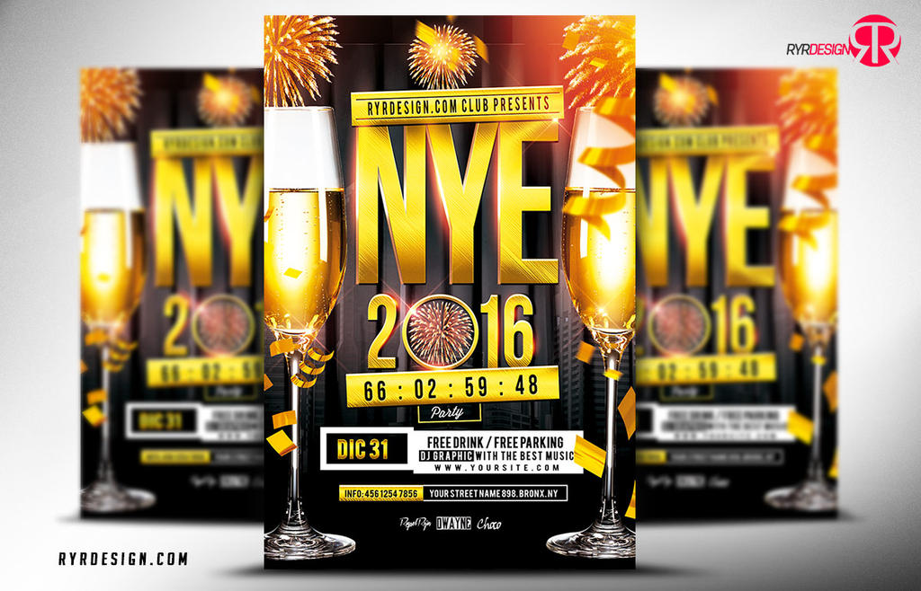 NYE 2016 Party Flyer PSD Template By Ryrdesign On DeviantArt