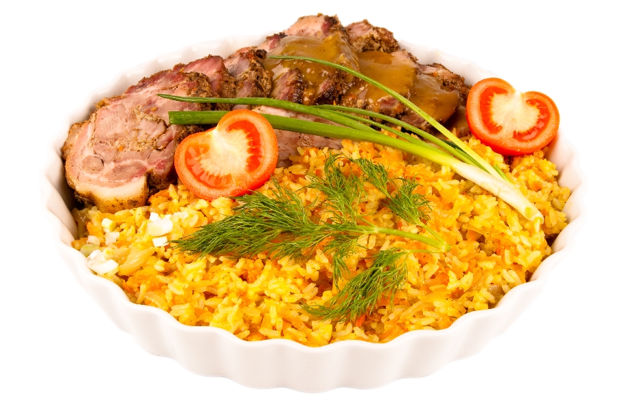 Meat with rice and vegetables