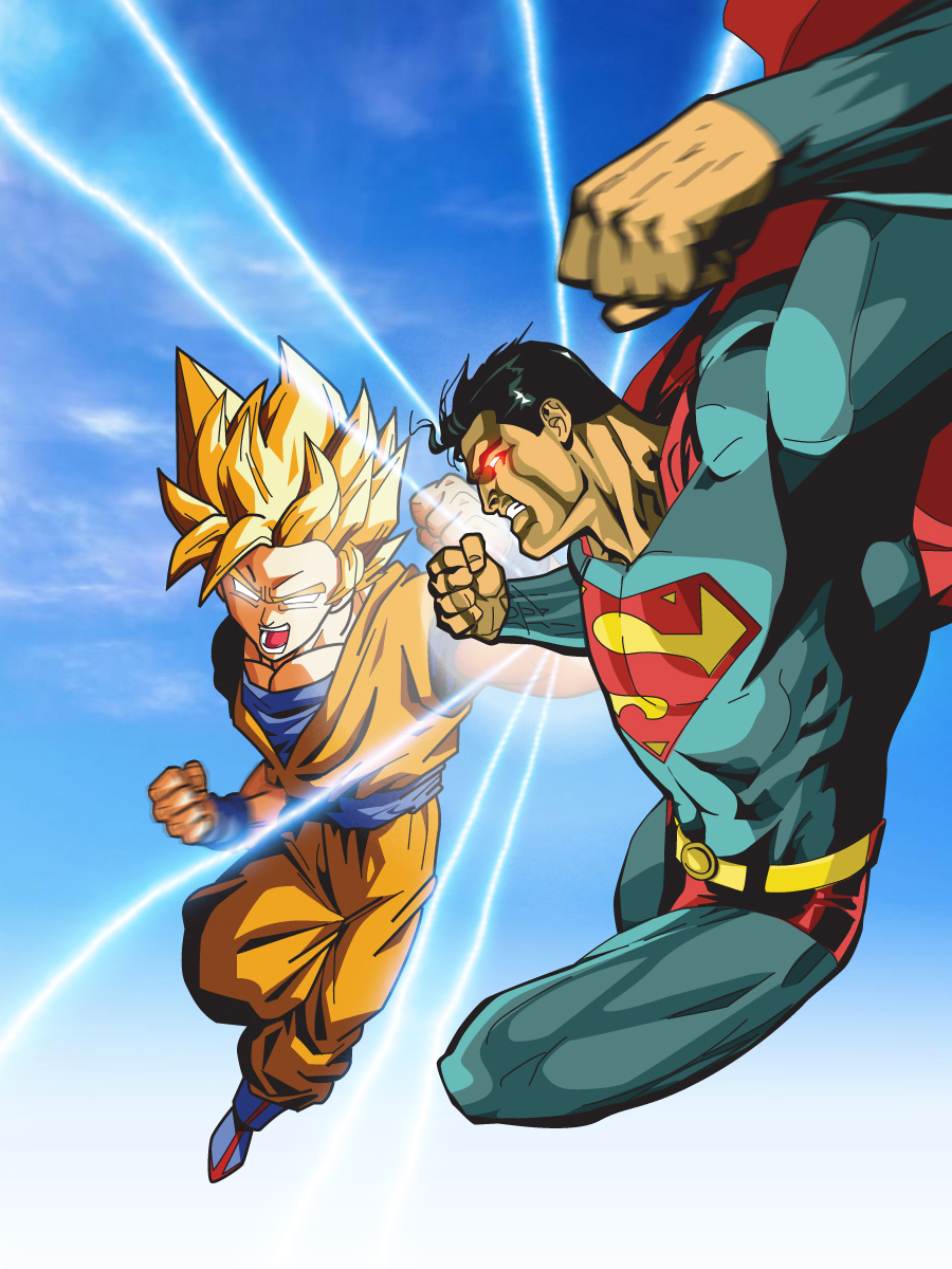 superman vs goku by xikinight