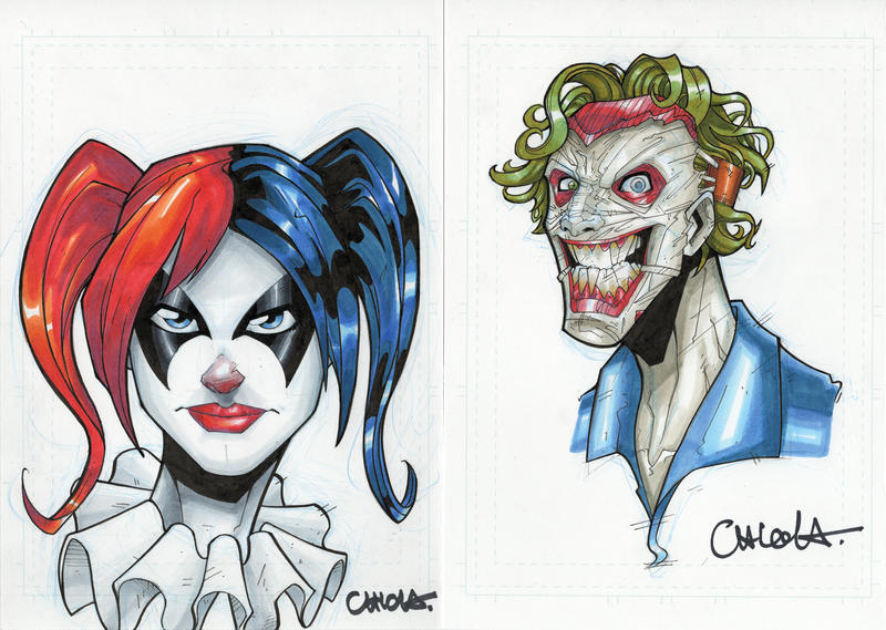 Head sketch commission : Harley Quinn-Joker new52 by SpideyCreed on ...