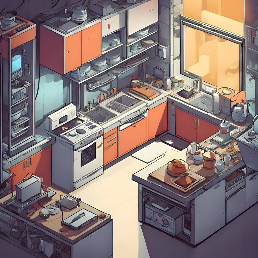 Computer Kitchen - Isometric Art - SDXL by superilluminar on DeviantArt