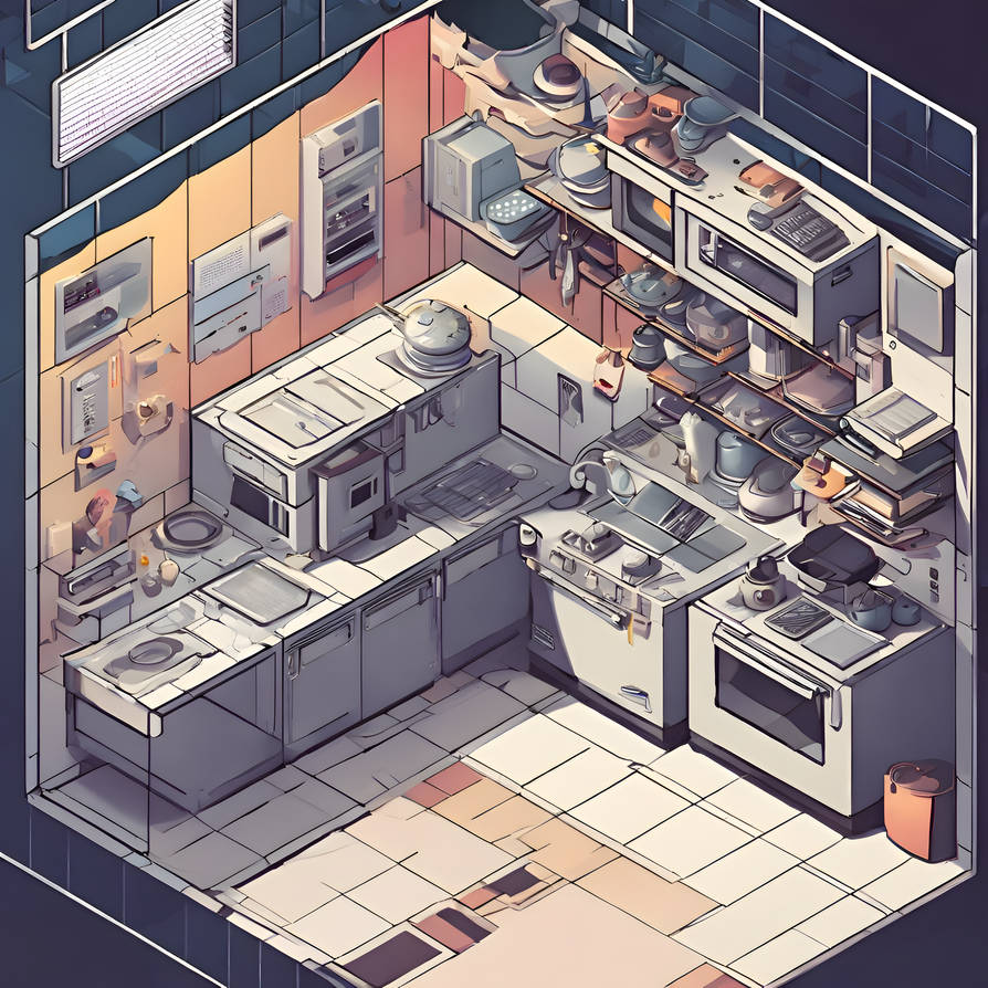 Computer Kitchen - Isometric Art - SDXL by superilluminar on DeviantArt