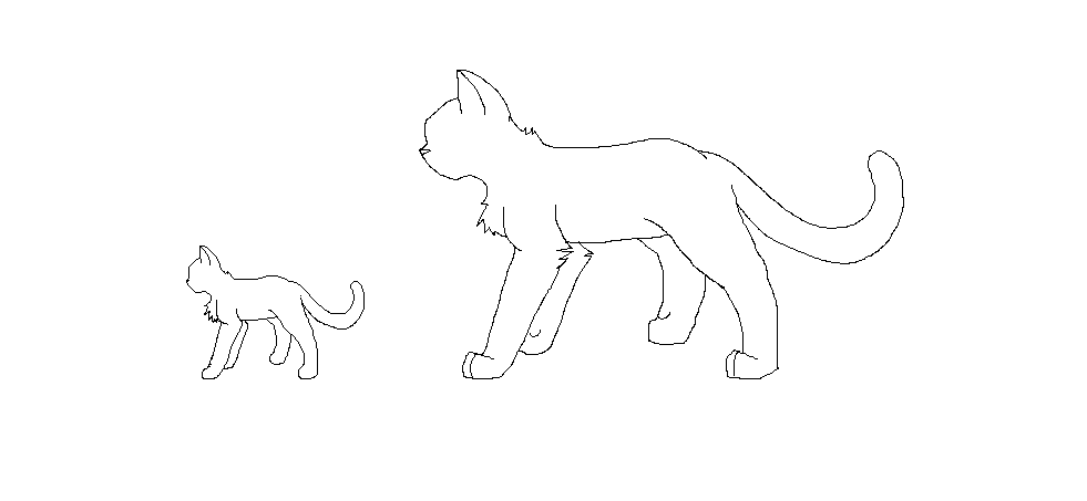 small and large cat lineart