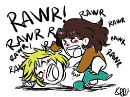 Faberry Chibi Jewfasa and Lion Quinn