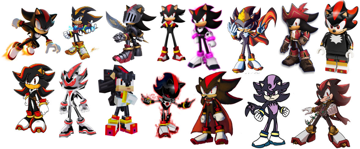 Shadow Reverse Lineage Variants of Shadow the Hedgehog by FlameHog419 on DeviantArt