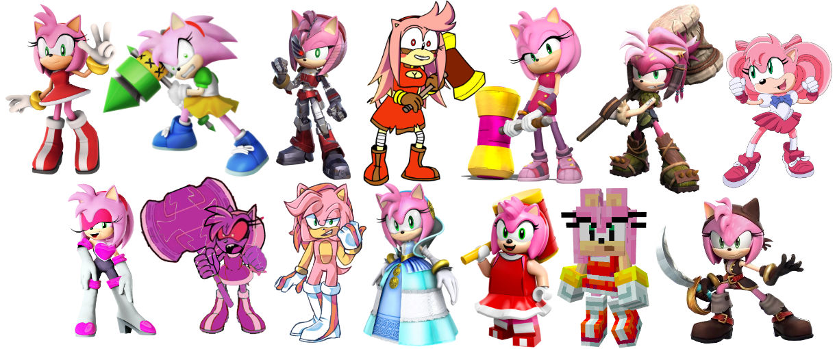 Amy Variants Variants of Amy Rose the Hedgehog by FlameHog419 on DeviantArt