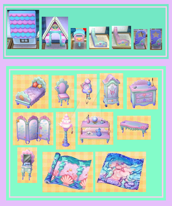 mermaid dresser animal crossing price Pascal's Mermaid Set: Furniture DIY Crafting Recipes & Clothing Items for Animal Crossing: New Horizons