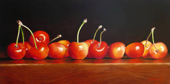 Cherries in a line